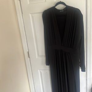 Fashion Nova Black Long Sleeved Dress With Shoulder Pads